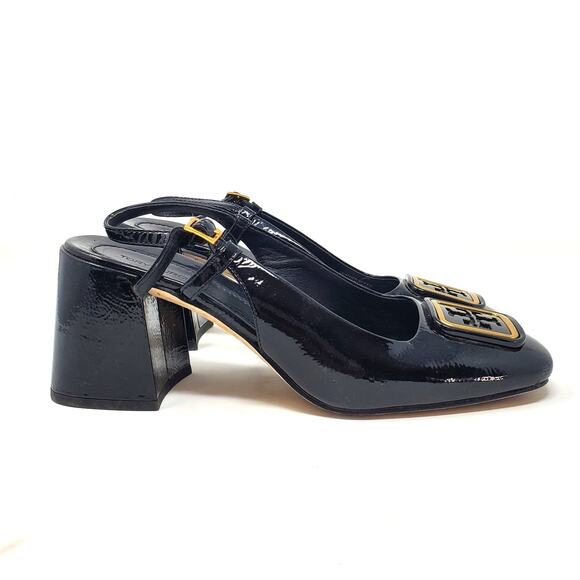Tory Burch Georgia Slingback Pumps 70MM Naplack Cow Perfect Black 137065 Size 8 - Picture 4 of 11